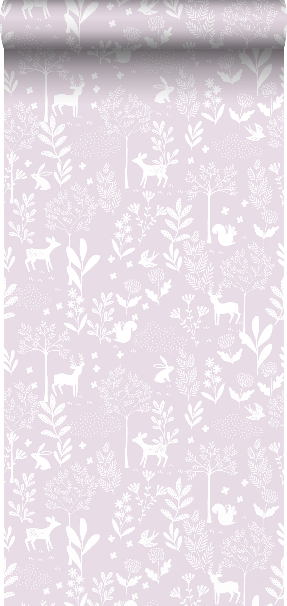 ESTAhome behang bos met bosdieren lila paars - 50 x 900 cm - 139523