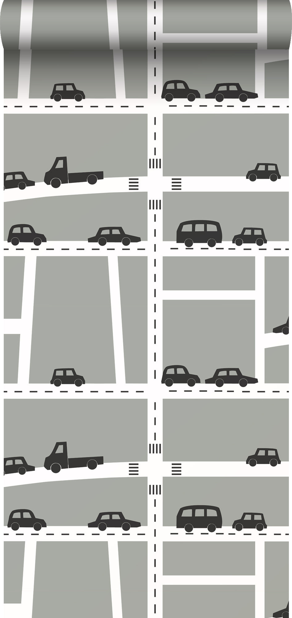 ESTAhome behang auto's grijs, zwart en wit - 0,53 x 10,05 m - 139282