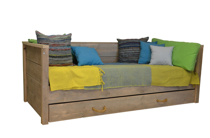 Wood4you - Eenpersoonsbed Saar steigerhout 206Lx43Hx96D cm