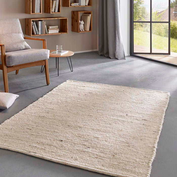 Tapeso Wollen vloerkleed - Bokn crème|beige - 140x200 cm