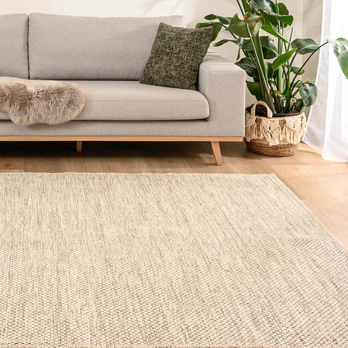 Nordic Weavers Wollen vloerkleed - Odda wit|taupe - 200x300 cm