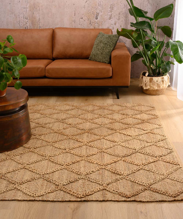 Nordic Weavers Jute vloerkleed ruiten - Forde naturel - 140x200 cm
