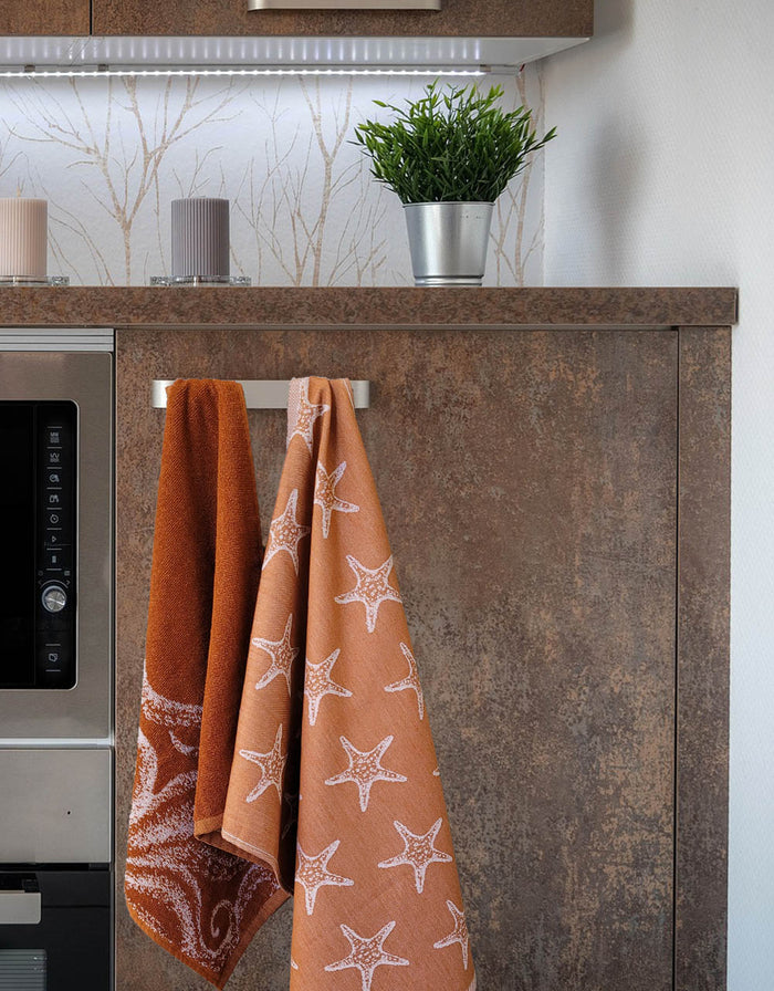 Seashell Keuken- en Theedoek - Set|12 - Oceaan - terracotta