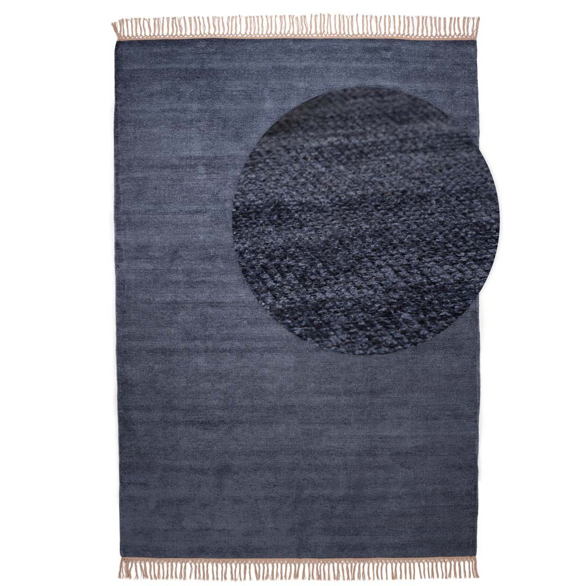 Tapeso Viscose vloerkleed - Gem blauw - 120x170 cm