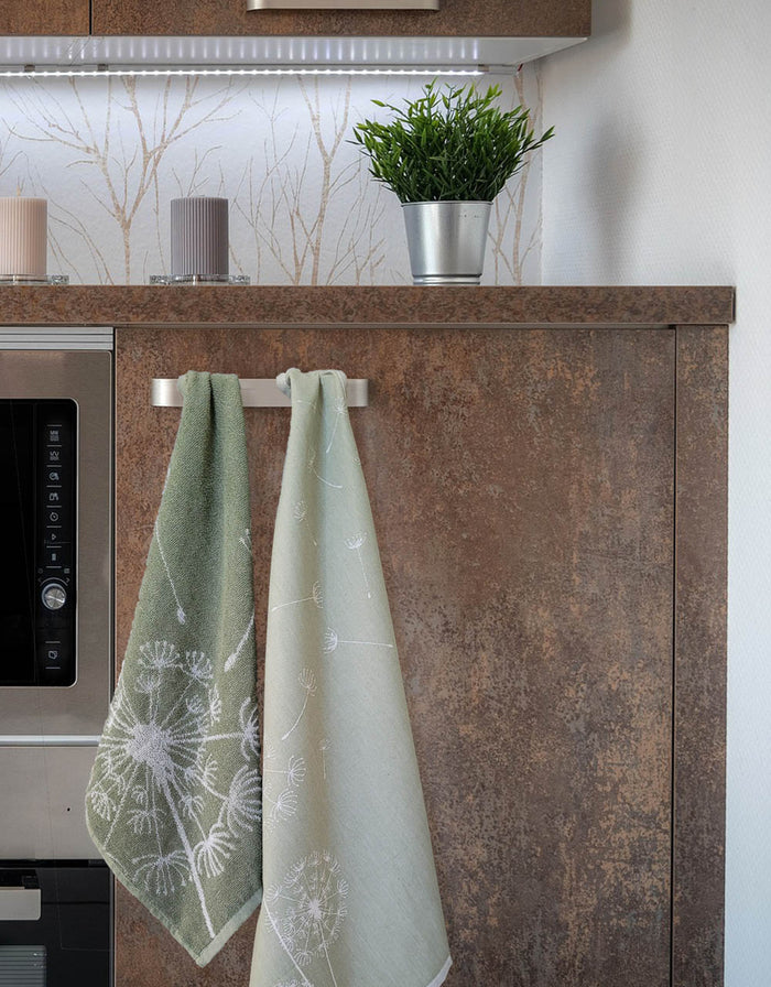 Seashell luxe theedoeken -  set|6 - dandelion - oud groen