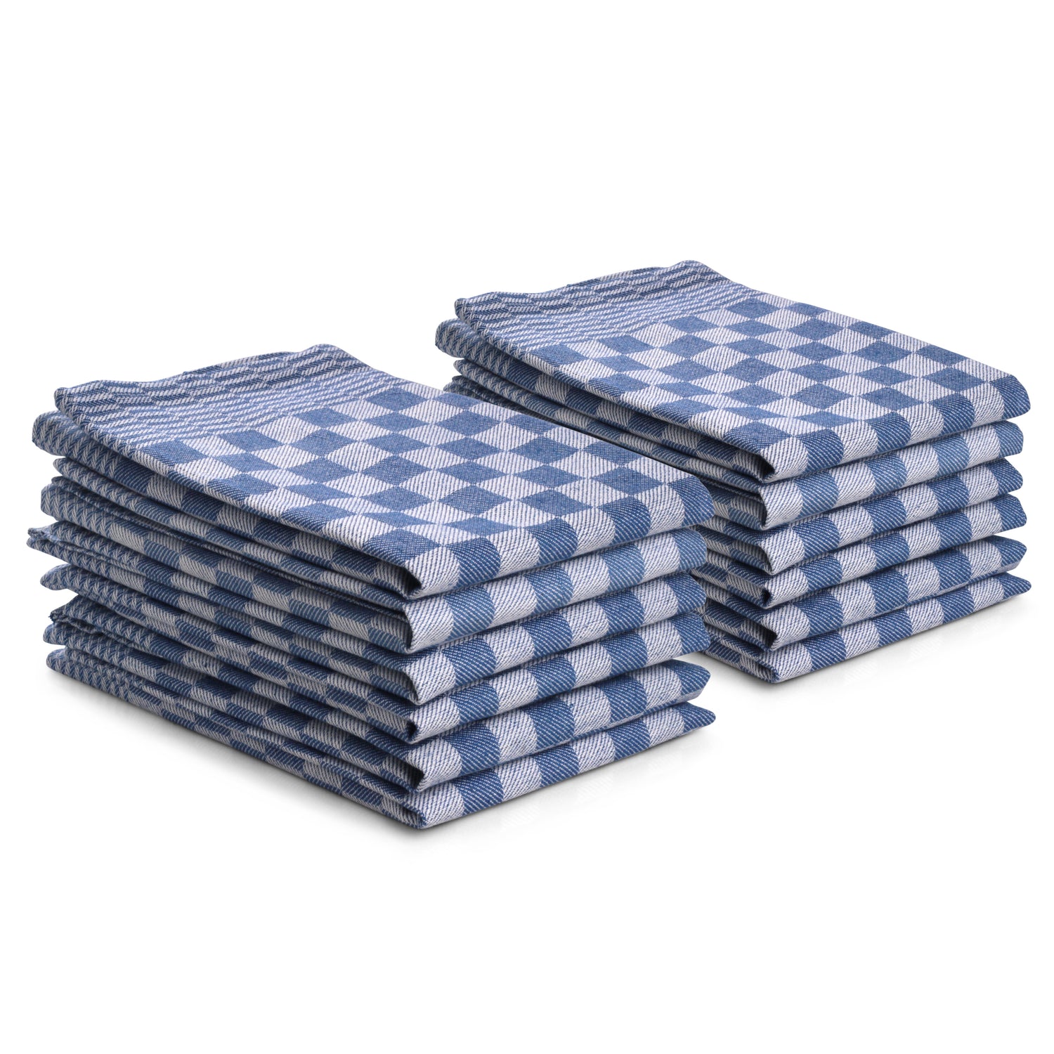 Luxe theedoeken 12 stuks 50x70 - blok ruit blauw
