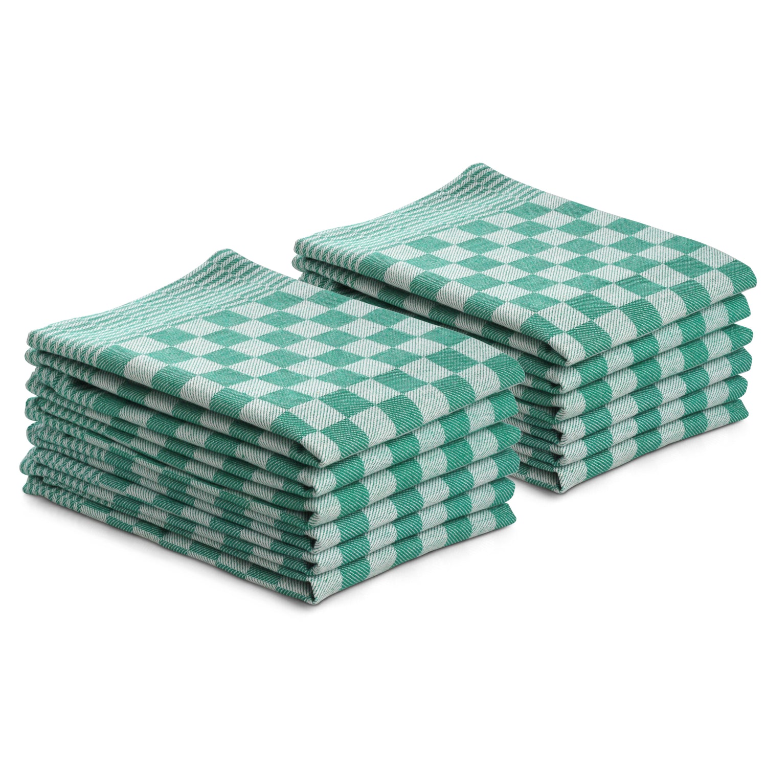 Luxe theedoeken 12 stuks 50x70 - blok ruit groen