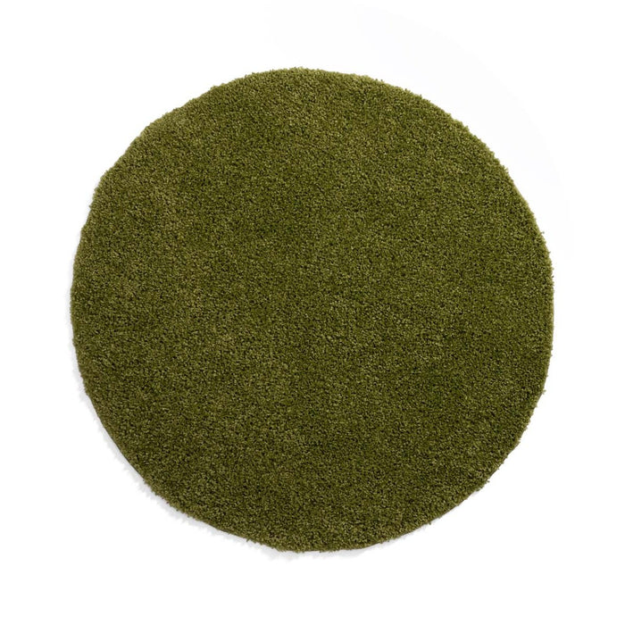 Tapeso Hoogpolig vloerkleed shaggy Trend effen rond - groen - 120 cm