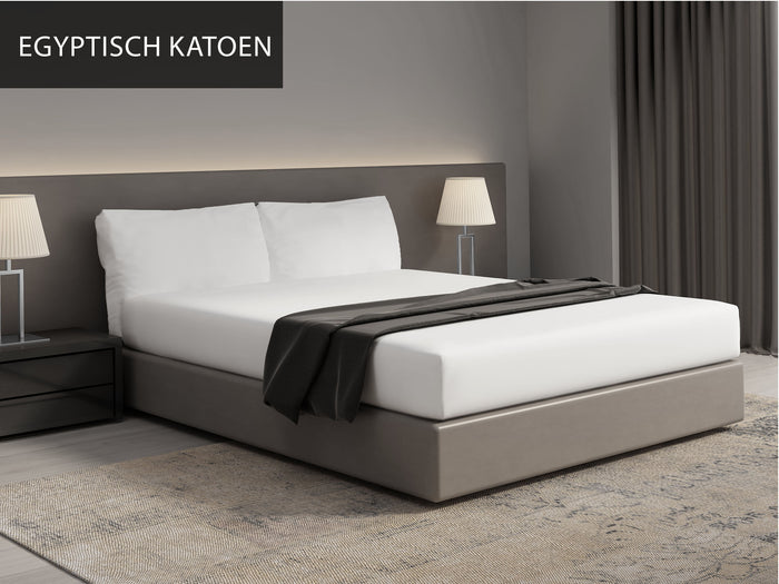 Luxe hoeslaken - Egyptisch percal katoen - 140x200 - wit