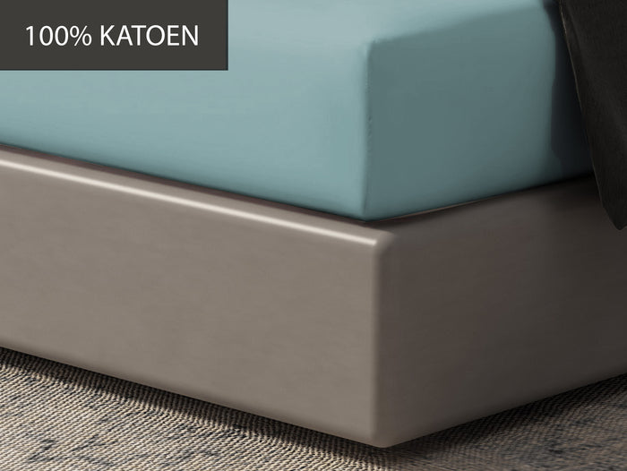 Hoeslaken - 100% natuurlijk katoen - 180x200 - licht aqua