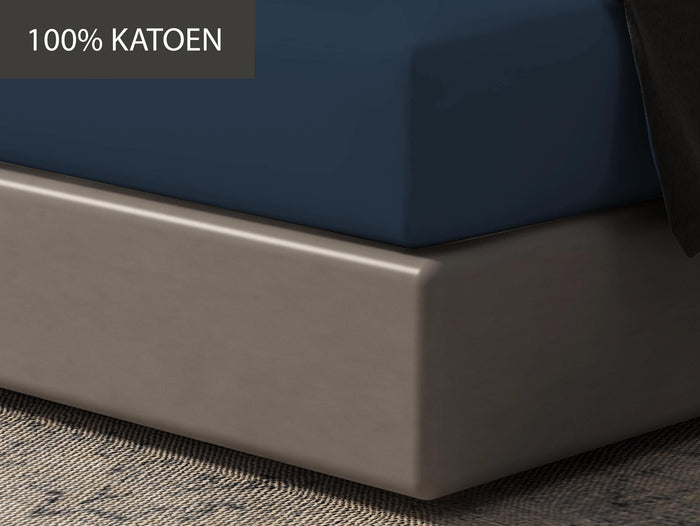 Hoeslaken - 100% natuurlijk katoen - 90x200 - navy blauw
