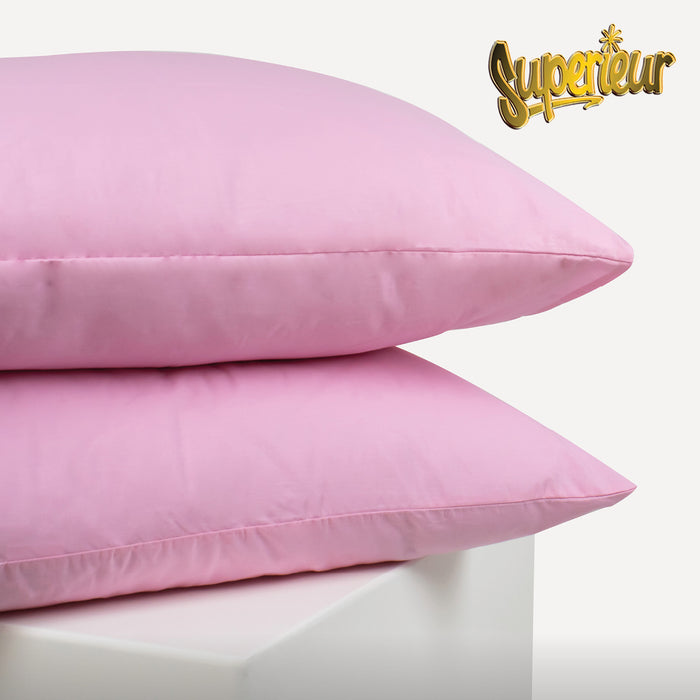 Superieur 100% Percaline katoen|Set van 2|Roze Kussensloop 60x70cm
