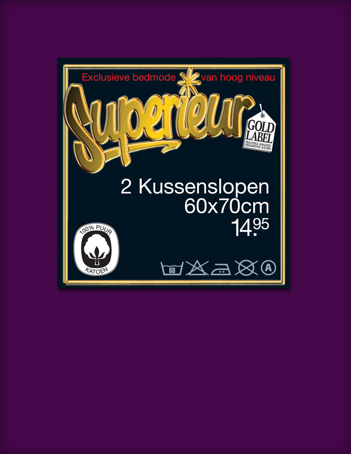 Superieur 100% Percaline katoen|Set van 2|Paarse Kussensloop 60x70cm