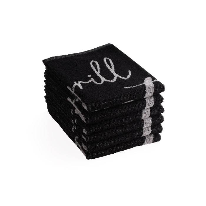 Luxe keukendoeken -  6 stuks - 50x50 - grill master - zwart