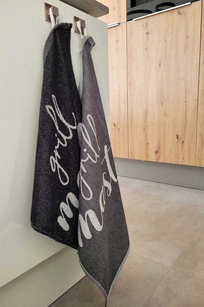 Luxe keukendoeken -  6 stuks - 50x50 - grill master - zwart