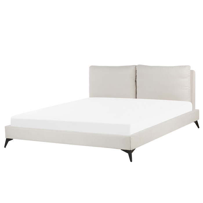 Beliani-MELLE -Tweepersoonsbed-Lichtbeige-180 x 200 cm-Chenille