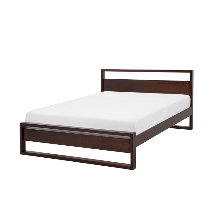 Beliani-GIULIA -Tweepersoonsbed-Donkerbruin-140 x 200 cm-Dennenhout