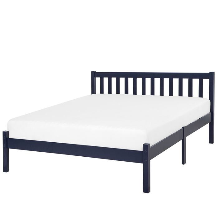 Beliani-FLORAC -Tweepersoonsbed-Marineblauw-140 x 200 cm-Dennenhout