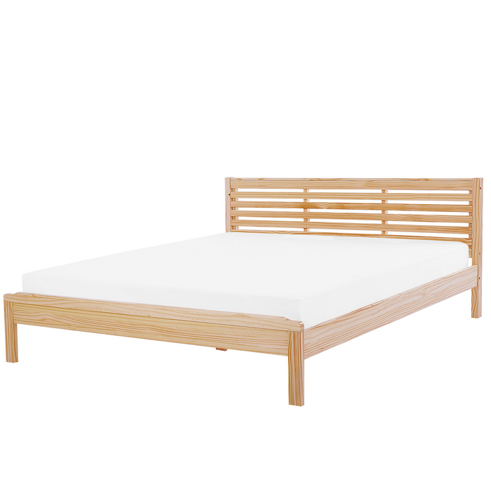 Beliani-CARNAC -Tweepersoonsbed-Lichtbruin-180 x 200 cm-Rubberhout