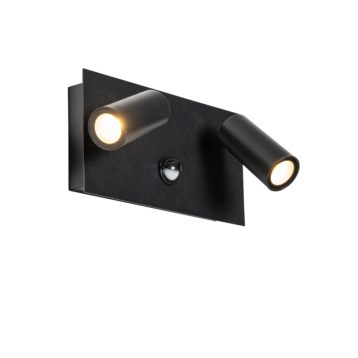 QAZQA Buiten wandlamp zwart incl. LED 2-lichts bewegingssensor- Simon