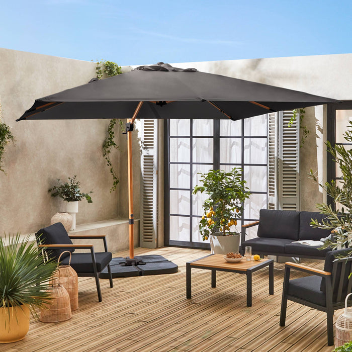 sweeek - Vierkante offset parasol 3x3m, paal met houteffect