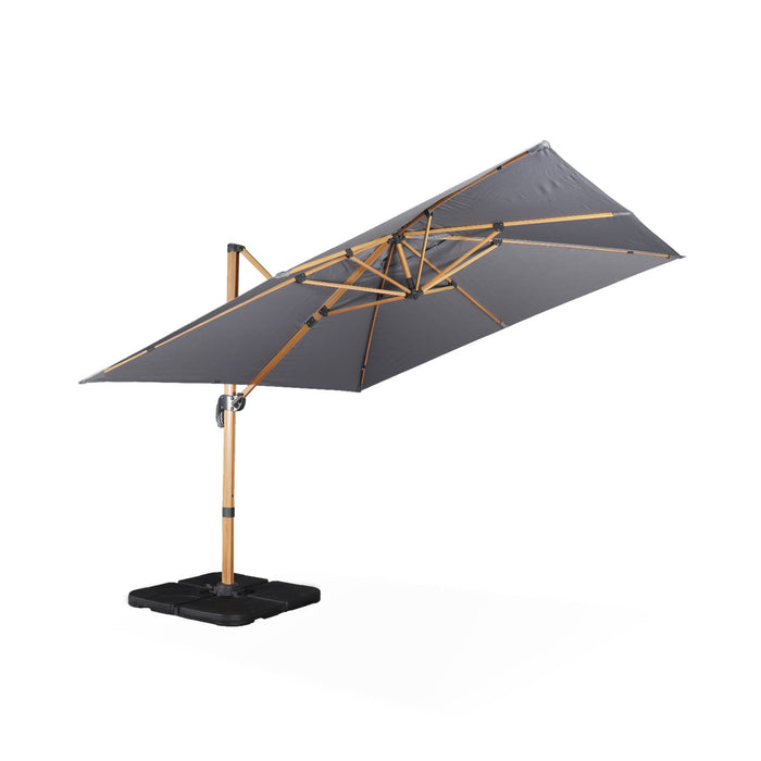 sweeek - Vierkante offset parasol 3x3m, paal met houteffect