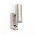 QAZQA Buitenwandlamp staal 2-lichts IP44 met bewegingssensor - Duo