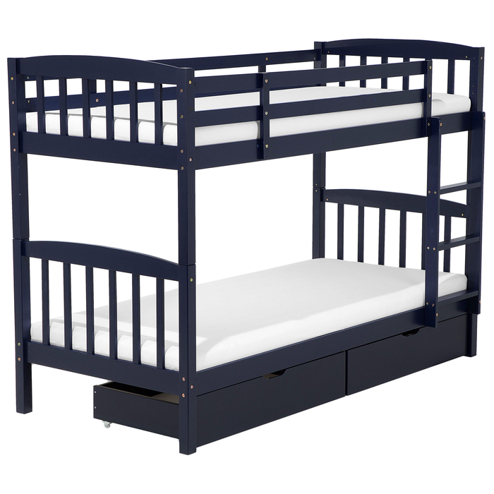 Beliani-REVIN -Stapelbed met opbergruimte-Blauw-90 x 200 cm-Dennenhout