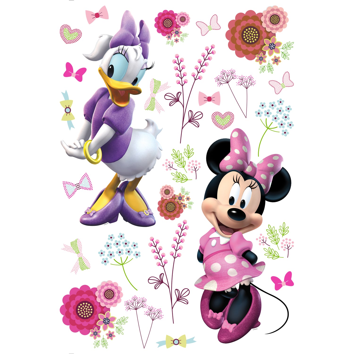 Disney muursticker Minnie Mouse & Katrien Duck roze, paars en wit - 42