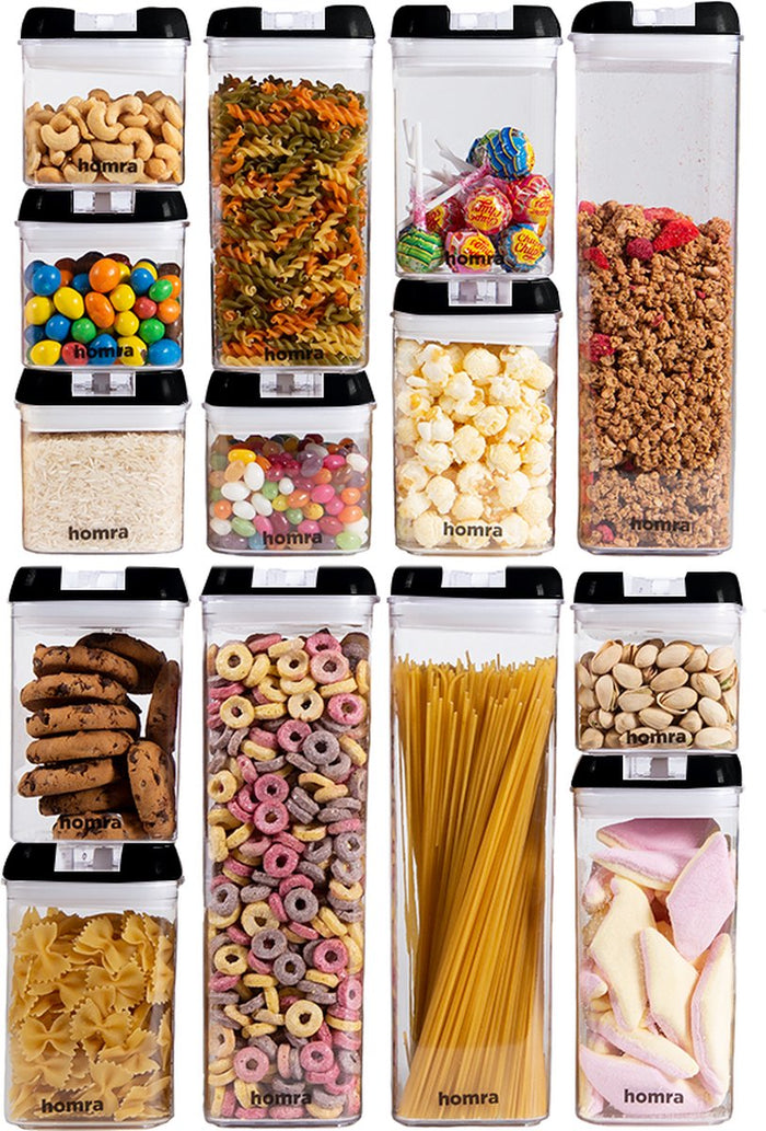 Homra Freshbox Zwart - set van 14 voorraadpotten