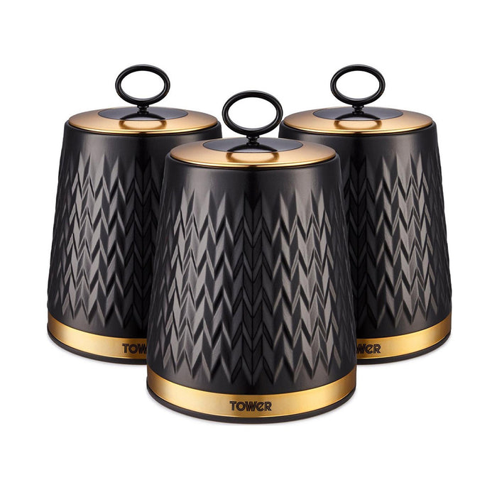 Tower Empire Retro Opbergblikken Set van 3 Zwart