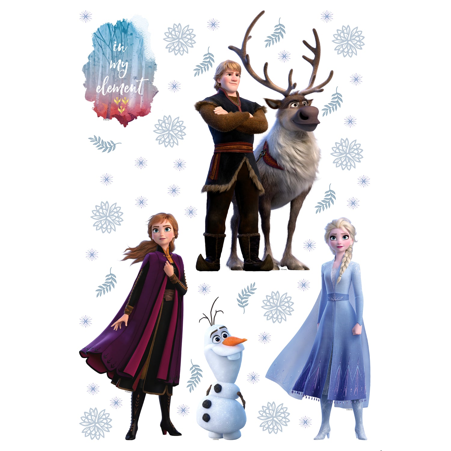 Disney muursticker Frozen blauw, bruin en paars - 65 x 85 cm - 600168