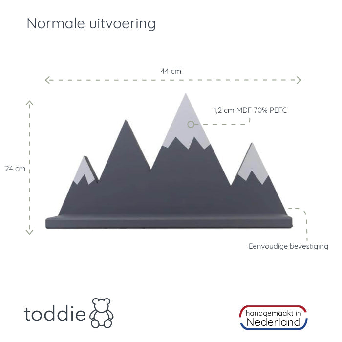 2 houten wandplanken bergen | Mountie planken kinderkamer - grijs|wit