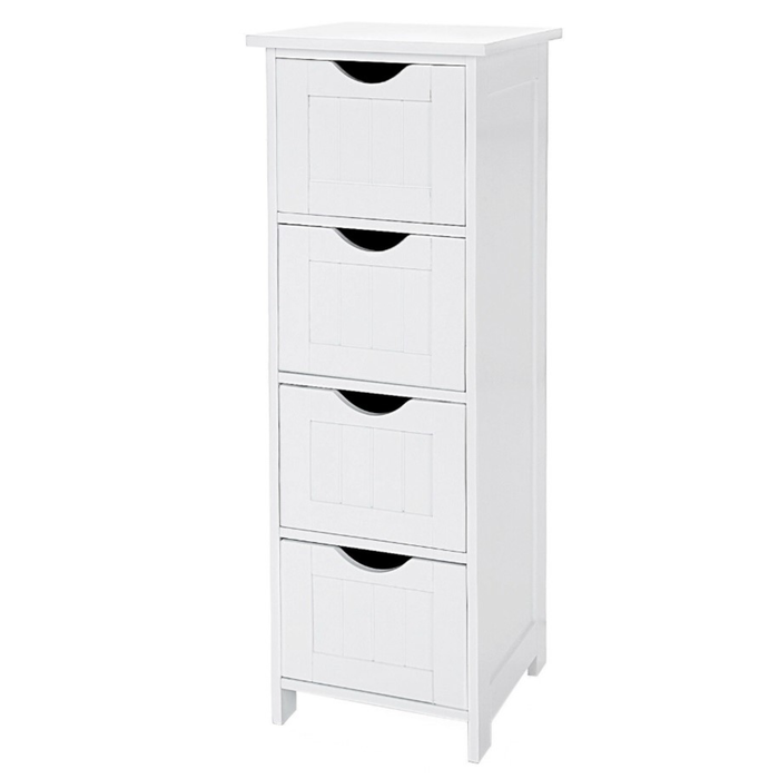 Ladekast - badkamer - 4 vakken - 30x82x30 cm - wit