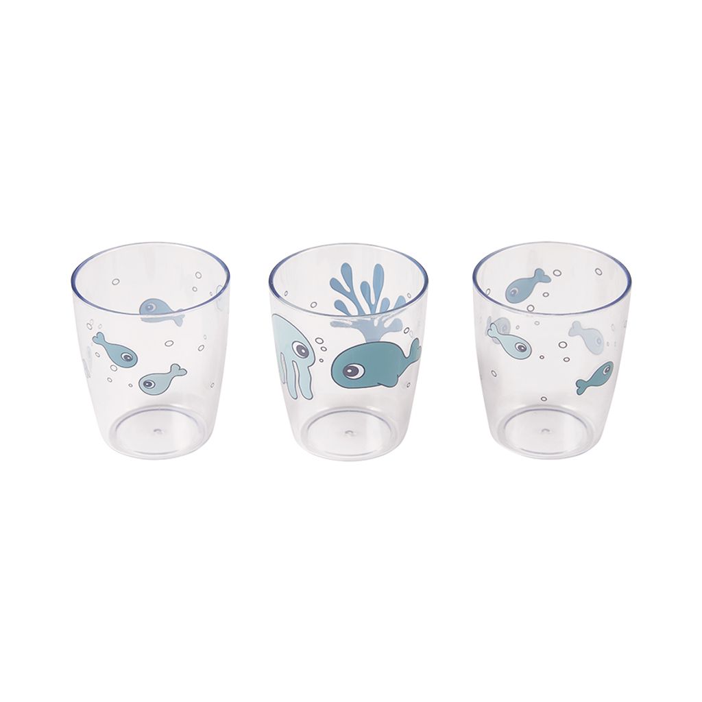 Done by Deer Drinkbekers sea friends set van 3 - blue -