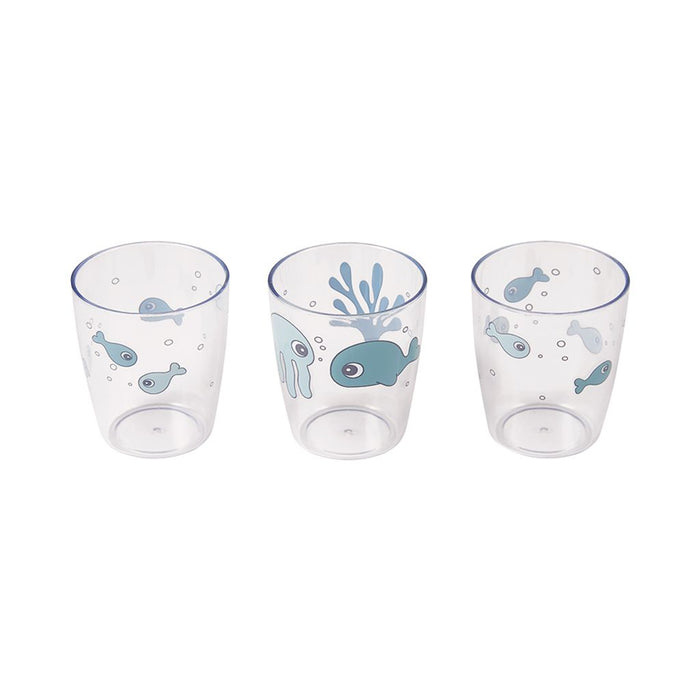 Done by Deer Drinkbekers sea friends set van 3 - blue -