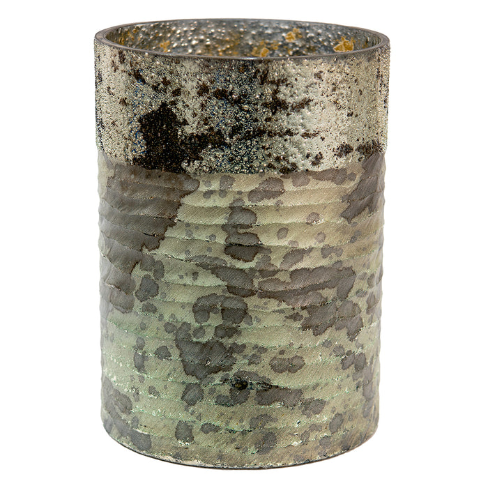 Clayre & Eef Windlicht  Ø 18x25 cm Groen Glas Rond Kaarsenhouder