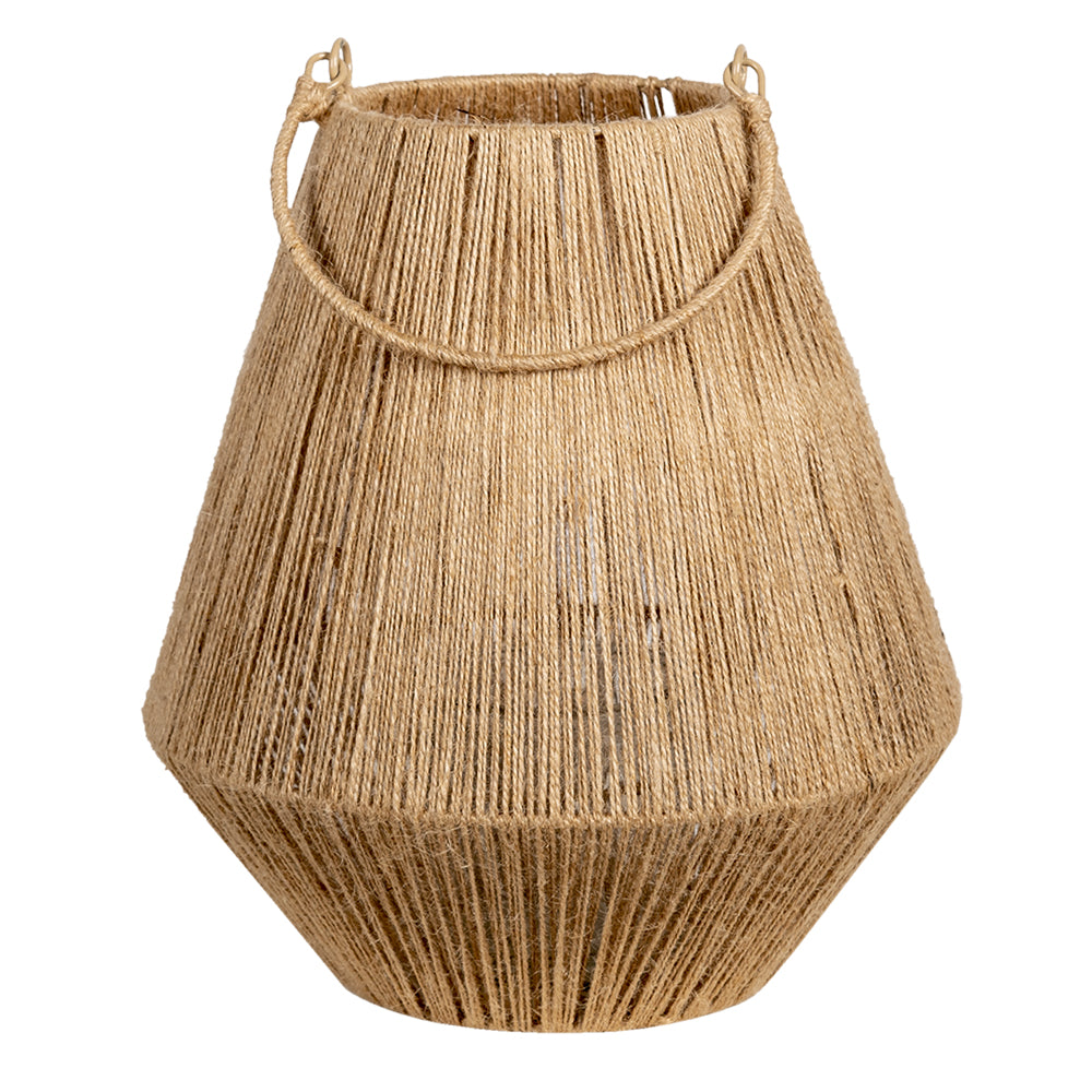 Clayre & Eef Windlicht  Ø 26x31 cm Bruin Jute Rond Kaarsenhouder