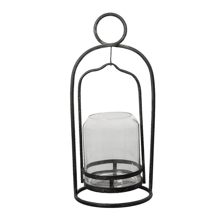 Clayre & Eef Windlicht  Ø 29x65 cm Zwart Metaal Rond Kaarsenhouder