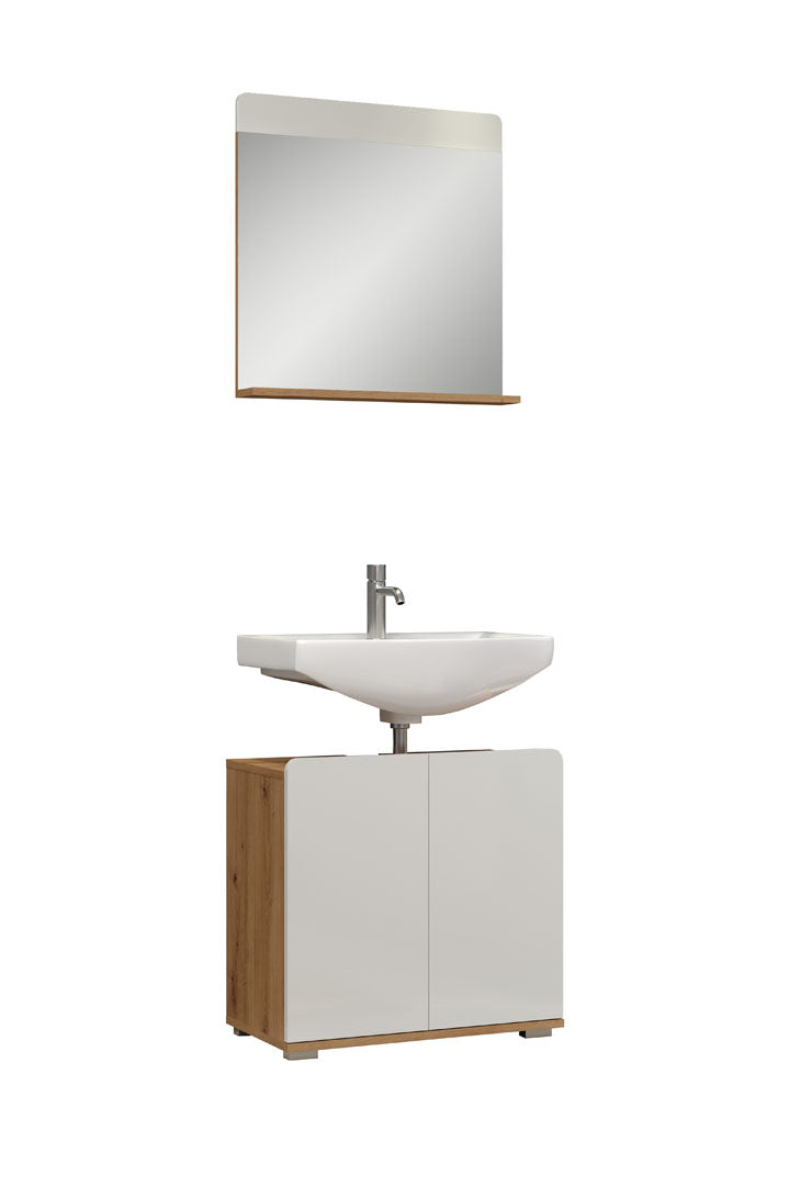 Hioshop Ciara badkamer met spiegel artisanaal eiken decor, wit