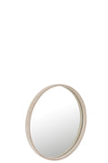 J-Line Spiegel Rond Leder Beige Small
