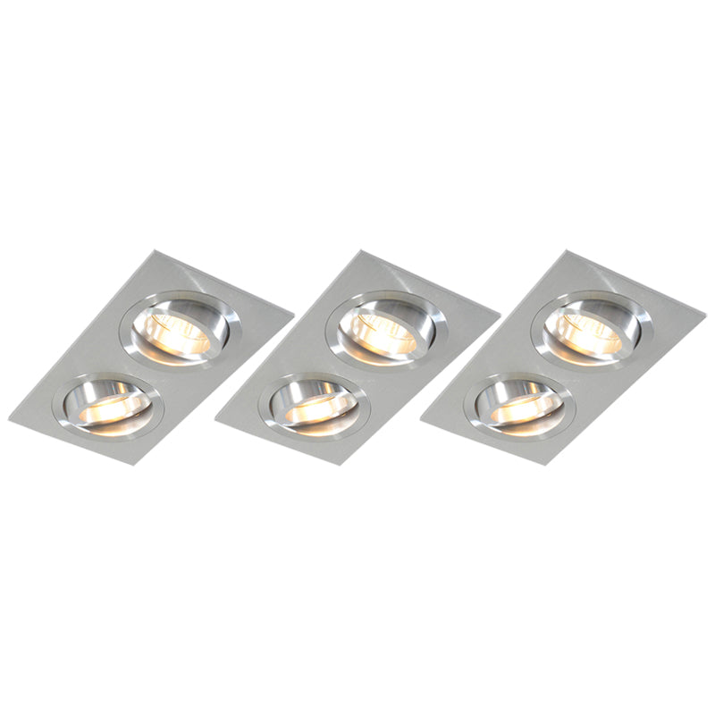 QAZQA Set van 3 inbouwspots staal kantelbaar - Lock 2