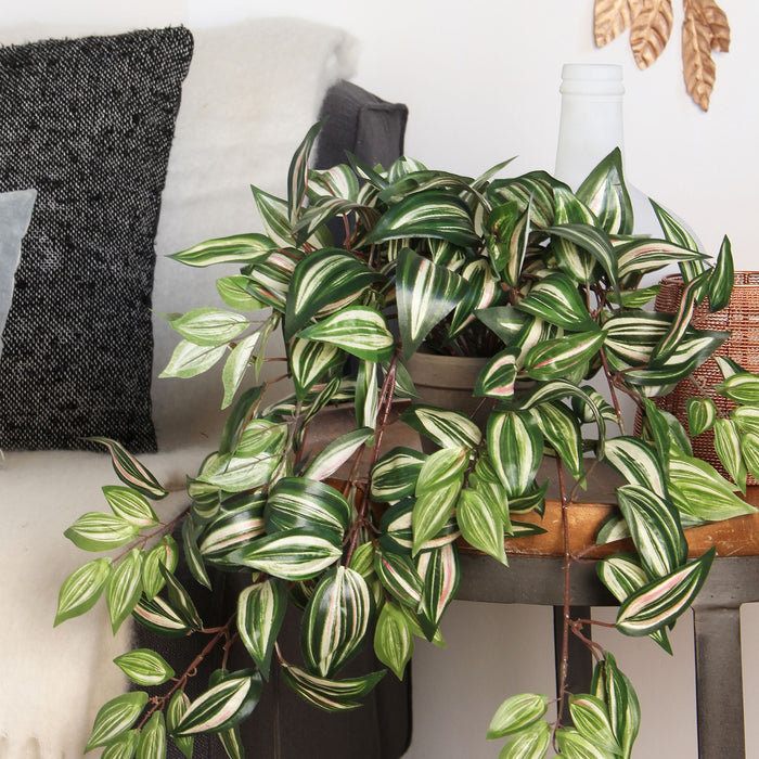 Mica Decorations Tradescantia Kunst Hangplant - H45 x Ø25 cm - Groen