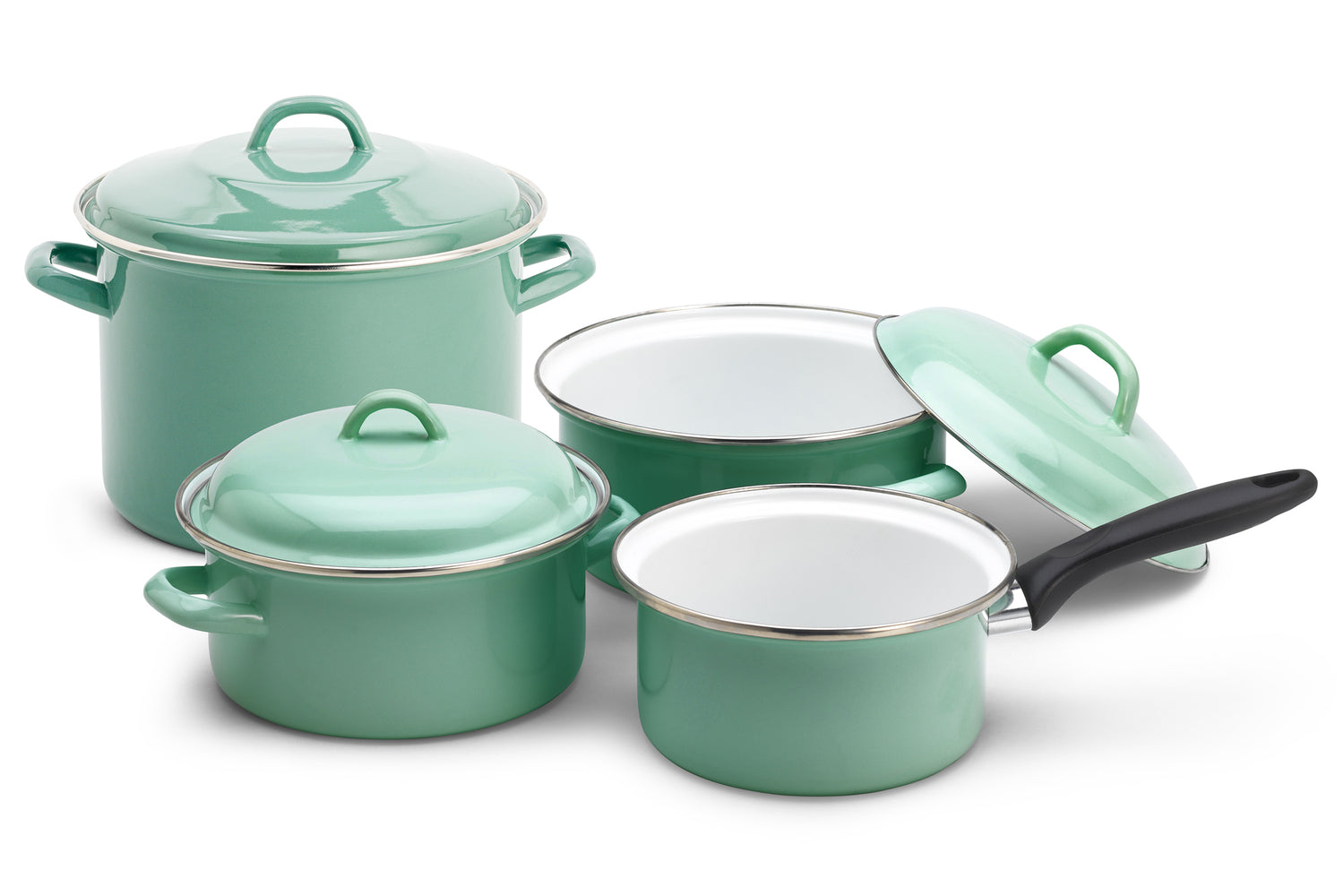 Lite-Body Magus Pannenset 4-delig - Emaille - Olijf Groen -