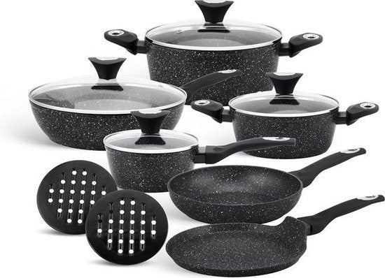 Edenberg Stonetec Line - 12-delige Luxe Pannenset van Gesmeed