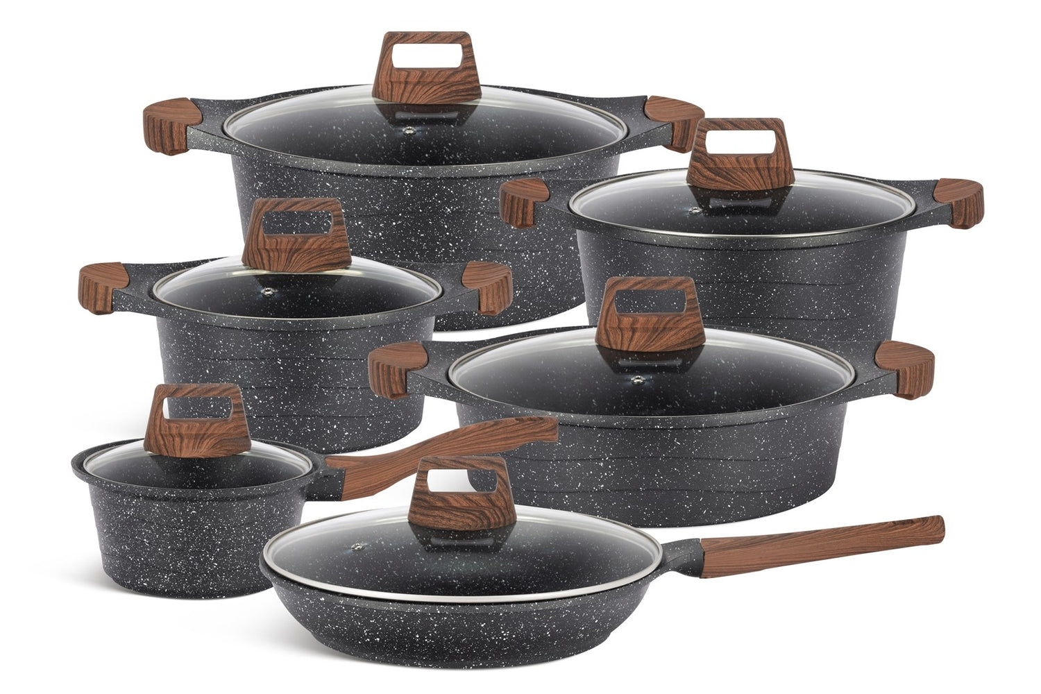 Edenberg Stonetec Line - 12-delige Luxe Pannenset van Gesmeed