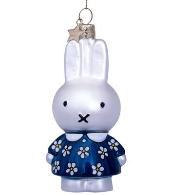 Vondels Ornament glass Nijntje|Miffy blue flower dress H11cm w|box