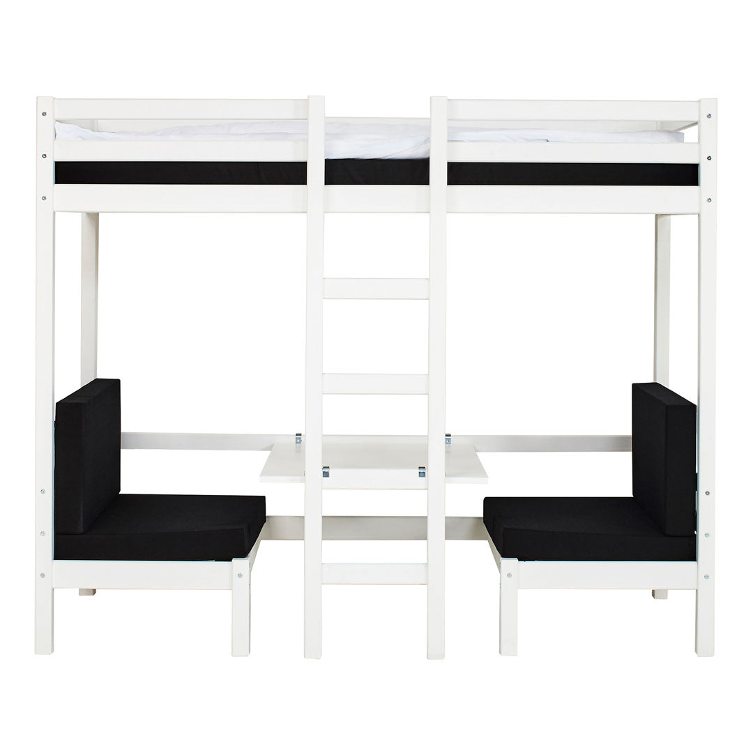 Hioshop BasicJumbo hoogslaper met zwarte bank, bureau en incl.
