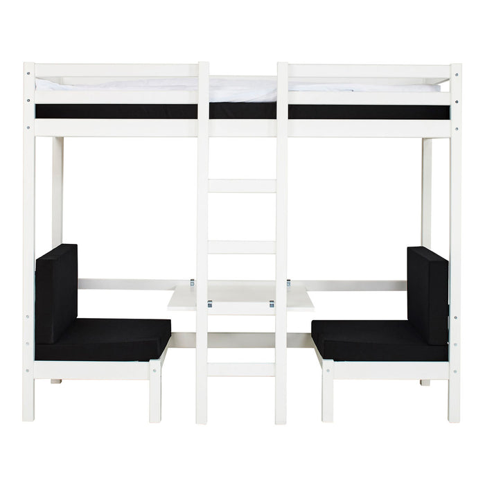 Hioshop BasicJumbo hoogslaper met zwarte bank, bureau en incl.