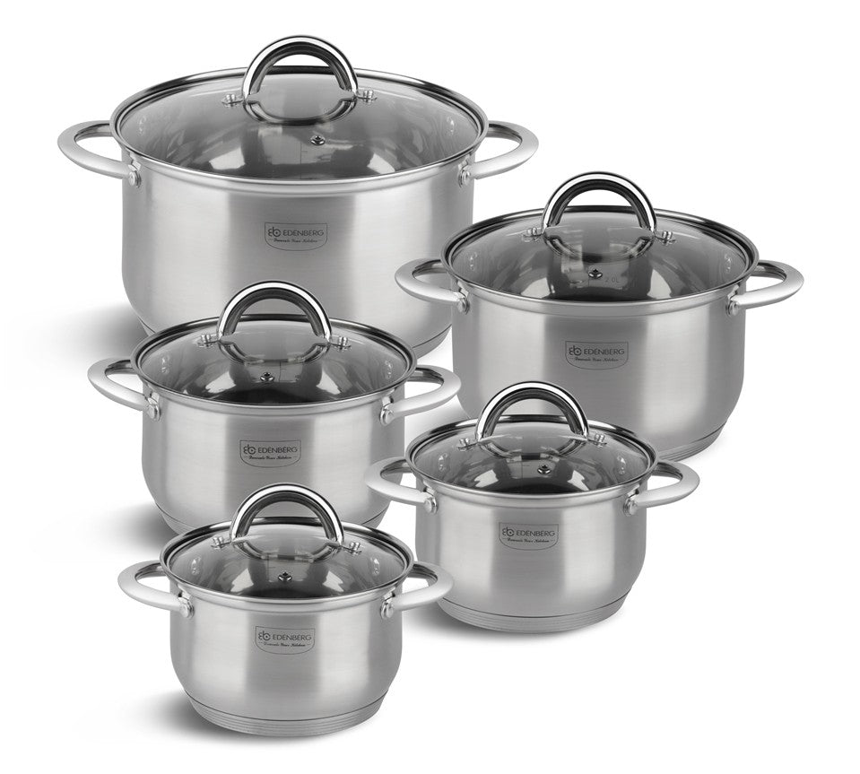 Edenberg Classic Line - Pannenset - RVS - 10 delig - 5-laags bodem